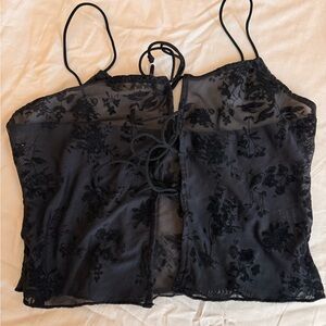 3 x $30 Black Sheer Floral Lace Top
